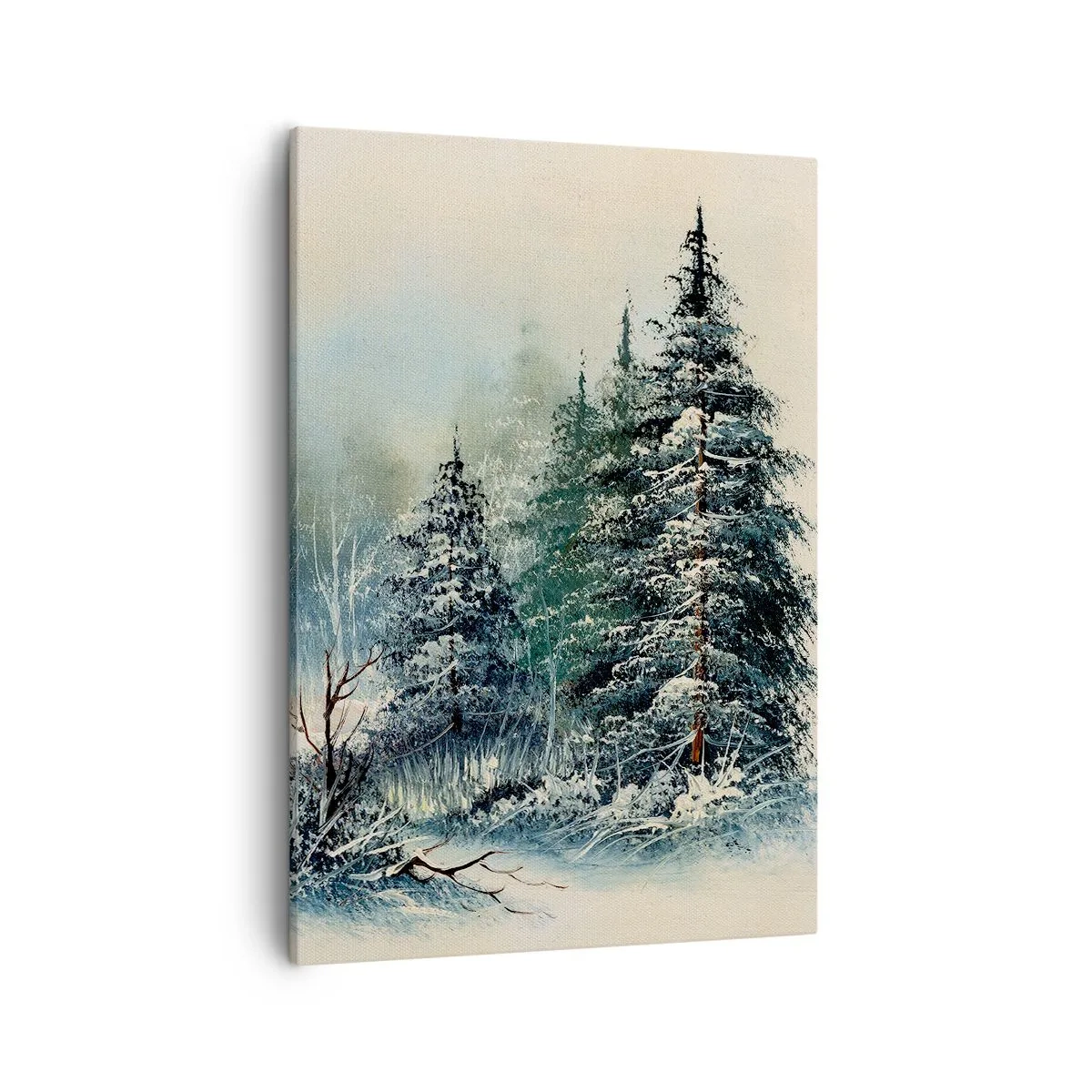 Bild auf Leinwand - Leinwandbild - Winterlandschaft mit schneebedeckten Bäumen - 50x70cm - Bereit für Weihnachten - Moderne Wanddekoration für Wohnzimmer und Schlafzimmer ARTTOR