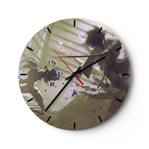Wanduhr - Glasuhr - Und du kannst ein Samurai sein - 40x40 cm