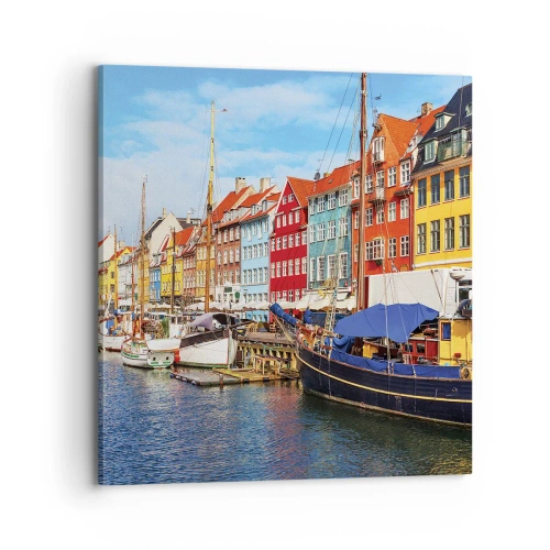 Bild auf Leinwand - Leinwandbild - Fröhlicher Kai - 70x70 cm