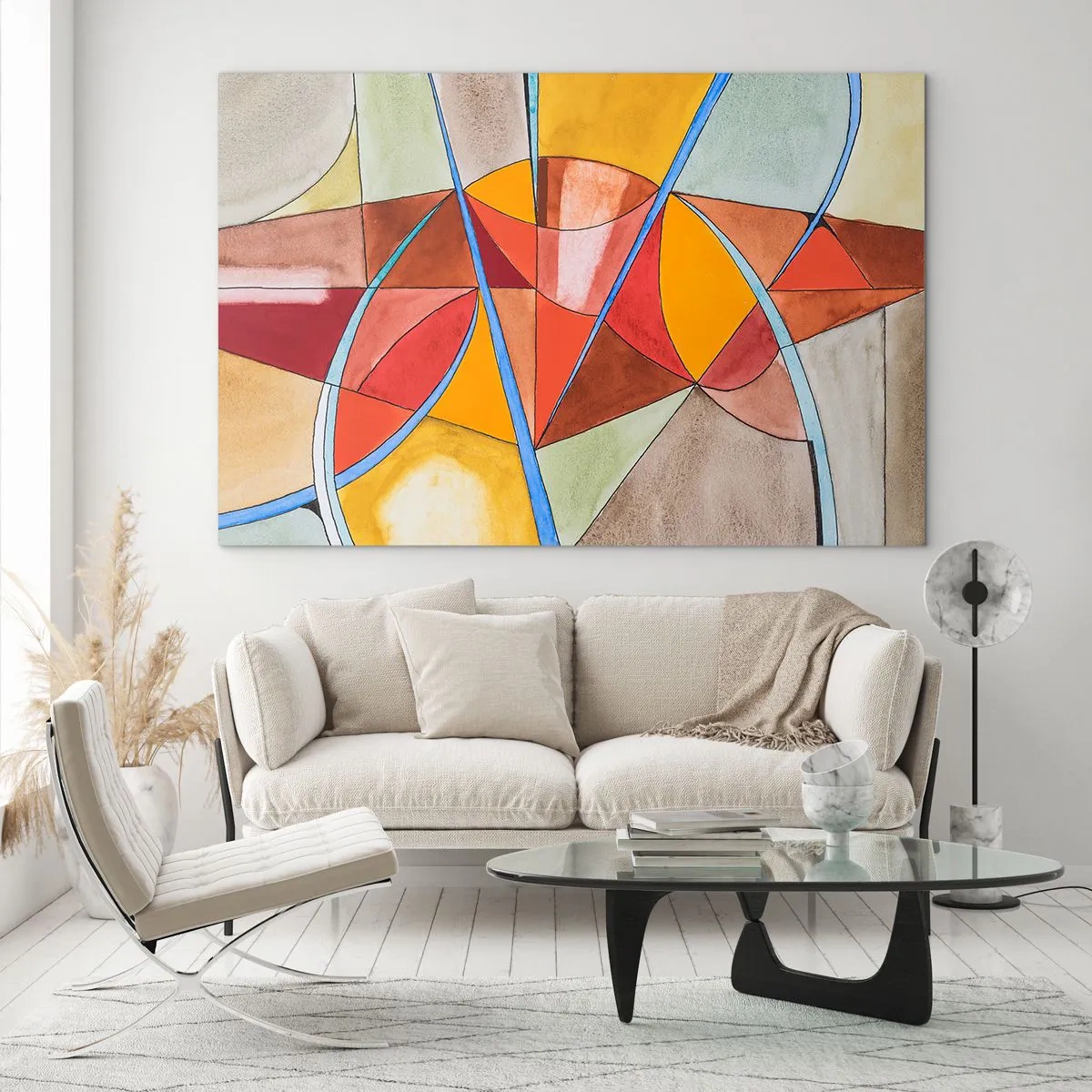 Glasbild - Bild auf glas - Bunte Abstraktion mit geometrischen Formen - 70x50cm - Das Karussell, das Traumkarussell - Moderne Wanddekoration für Wohnzimmer und Schlafzimmer ARTTOR