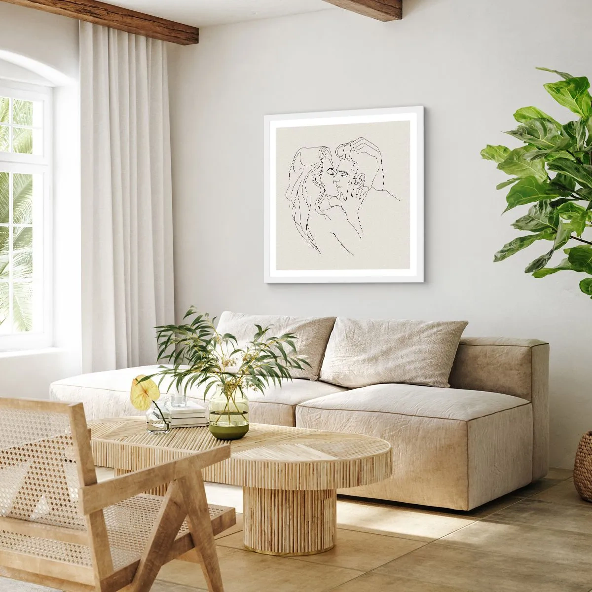 Poster in einem weißen Rahmen - Verstrickt im Gefühl - 60x60 cm