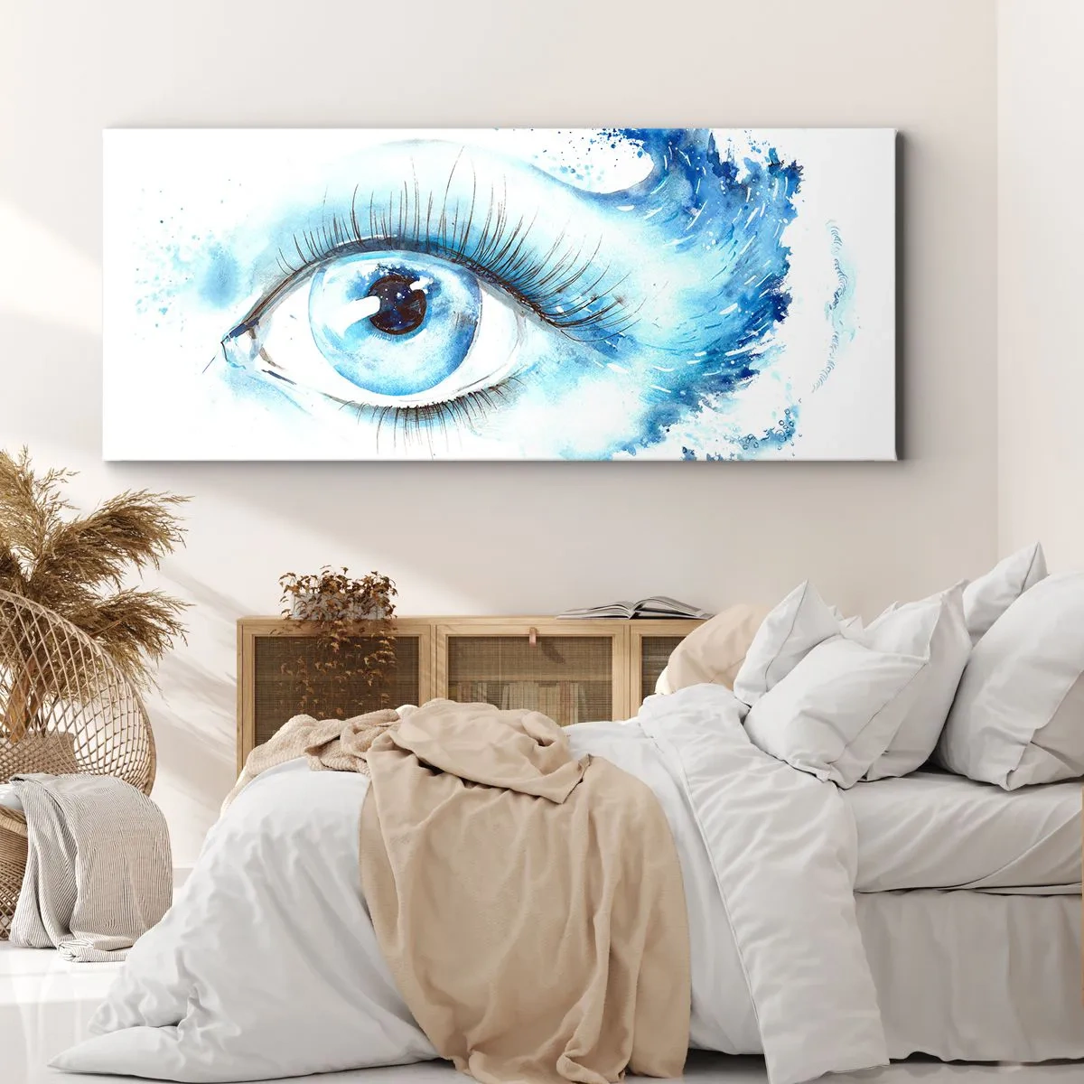 Bild auf Leinwand - Leinwandbild - Tauchen Sie ein in das Blau der Blicke - 90x30 cm