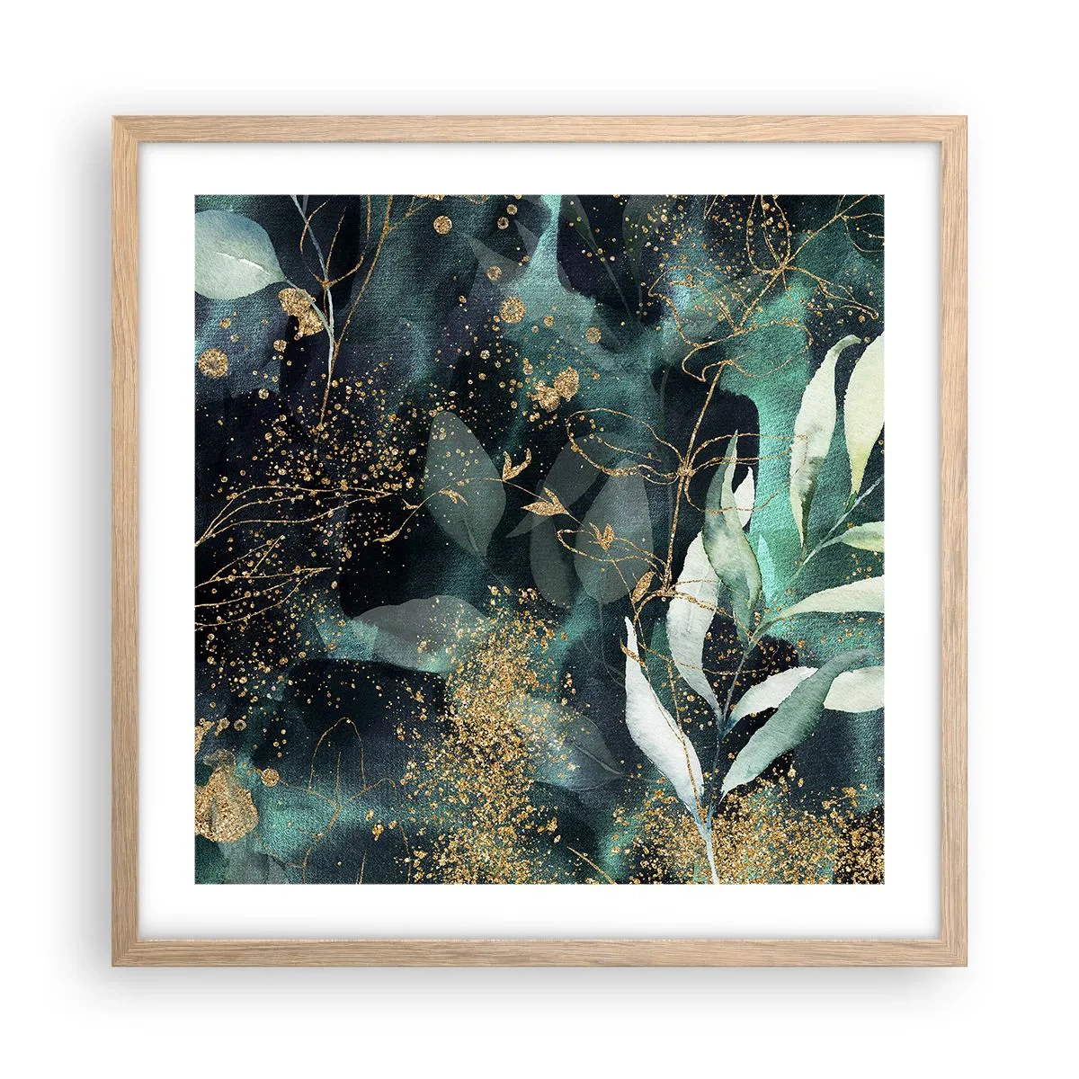 Poster in einem Rahmen aus heller Eiche - Zaubergarten - 50x50 cm