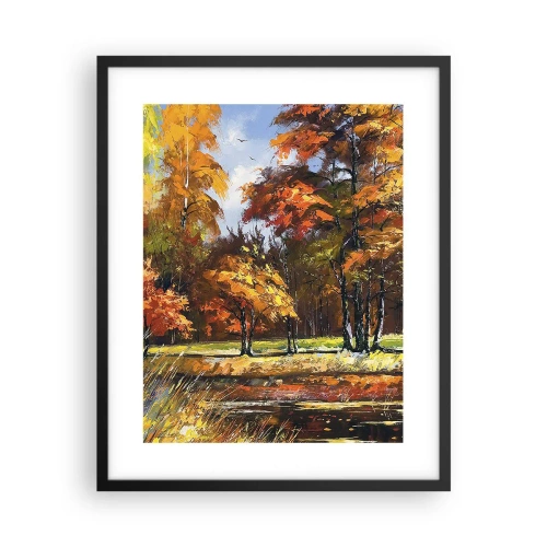 Poster in einem schwarzem Rahmen - Landschaft in Gold und Bronze - 40x50 cm