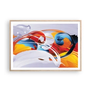 Poster in einem Rahmen aus heller Eiche - Der Tanz der Elemente - 100x70 cm