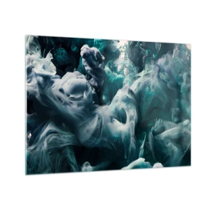 Glasbild - Bild auf glas - Der Tanz der Farben im Wasser erzeugt abstrakte Formen - 70x50cm - Farbbewegung - Moderne Wanddekoration für Wohnzimmer und Schlafzimmer ARTTOR