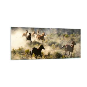 Glasbild - Bild auf glas - Rivalität – Freiheit oder männliche Stärke? - 100x40 cm