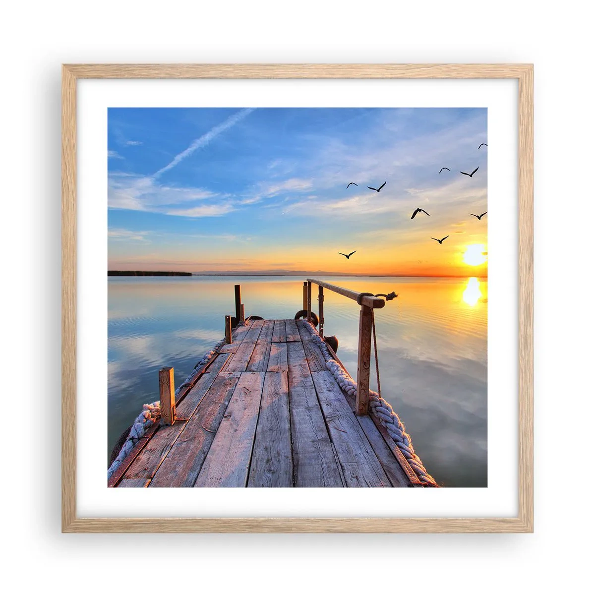 Poster in einem Rahmen aus heller Eiche - Lauf direkt der Sonne entgegen - 50x50 cm
