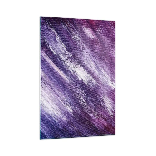 Glasbild - Bild auf glas - Abstrakte Pinselstriche in Lila- und Rosatönen - 80x120cm - Wenn der sonnige Wind weht - Moderne Wanddekoration für Wohnzimmer und Schlafzimmer ARTTOR