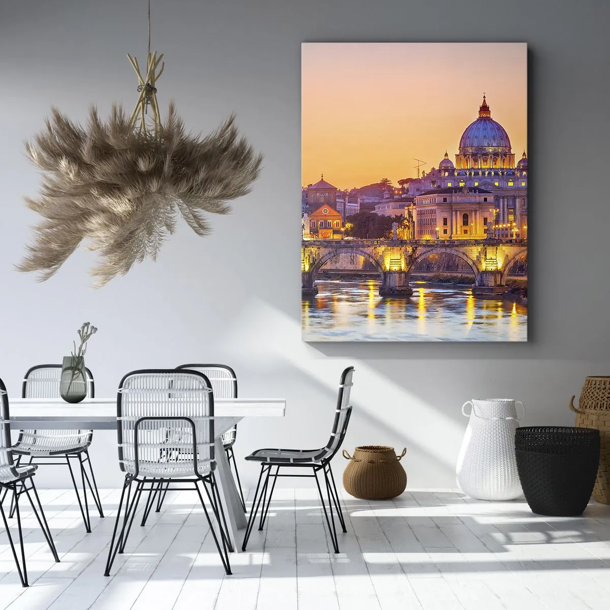 Bild auf Leinwand - Leinwandbild - Sonnenuntergang über der ewigen Stadt - 45x80 cm