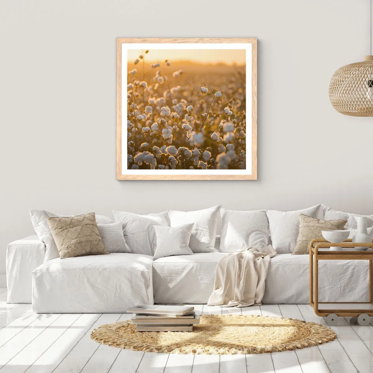 Poster in einem Rahmen aus heller Eiche - Fluffiges Feld - 30x30 cm