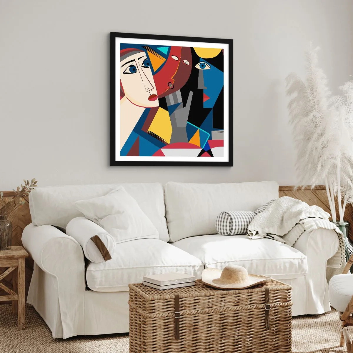 Poster in einem schwarzem Rahmen - Gespräch zwischen Kubisten - 50x50 cm
