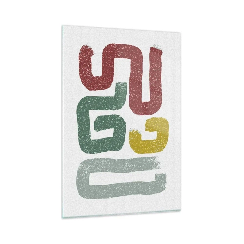 Glasbild - Bild auf glas - Bunte geometrische Muster im abstrakten Stil - 80x120cm - In einer unbekannten Sprache - Moderne Wanddekoration für Wohnzimmer und Schlafzimmer ARTTOR