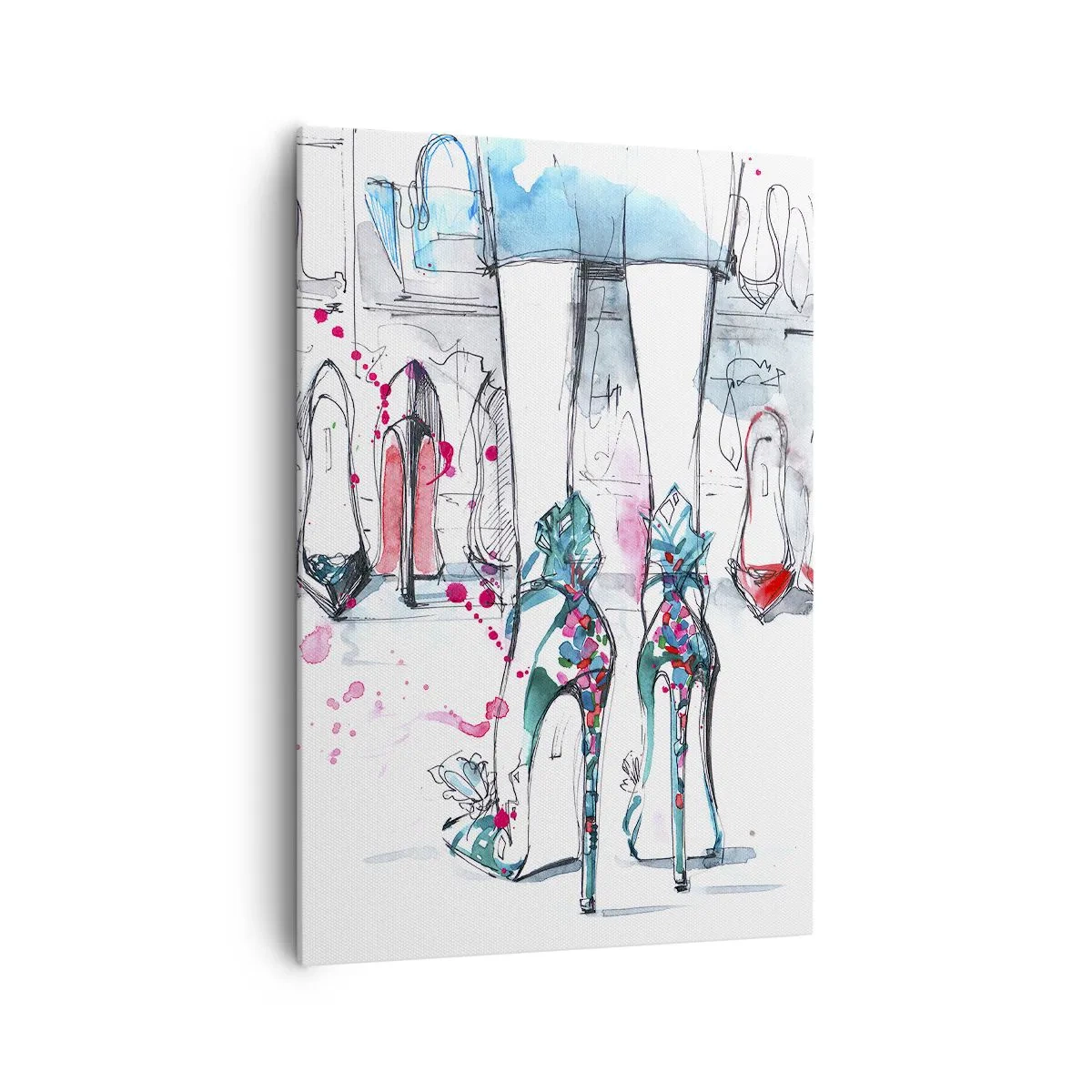 Bild auf Leinwand - Leinwandbild - Künstlerische Grafiken mit High Heels und Accessoires - 70x100cm - Sesam, mach auf - Moderne Wanddekoration für Wohnzimmer und Schlafzimmer ARTTOR