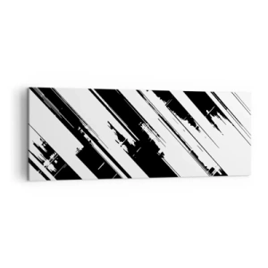 Bild auf Leinwand - Leinwandbild - Schwarz-weiße Linien und geometrische Muster im modernen Stil - 140x50cm - Eine intensive und dynamische Komposition - Moderne Wanddekoration für Wohnzimmer und Schlafzimmer ARTTOR