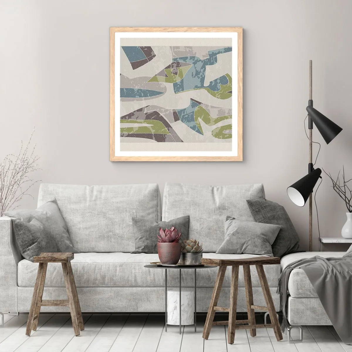 Poster in einem Rahmen aus heller Eiche - Komposition hinter dem Glas - 40x40 cm