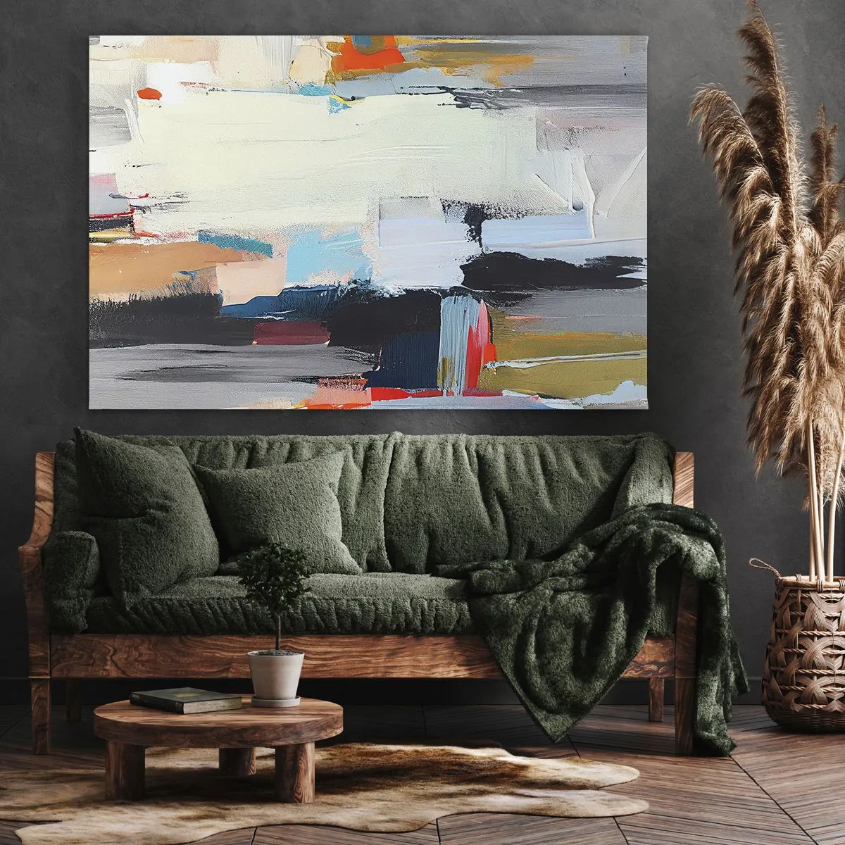 Bild auf Leinwand - Leinwandbild - Farbenfrohe Abstraktion mit dynamischen Pinselstrichen - 70x50cm - Gibt es eine Methode? - Moderne Wanddekoration für Wohnzimmer und Schlafzimmer ARTTOR