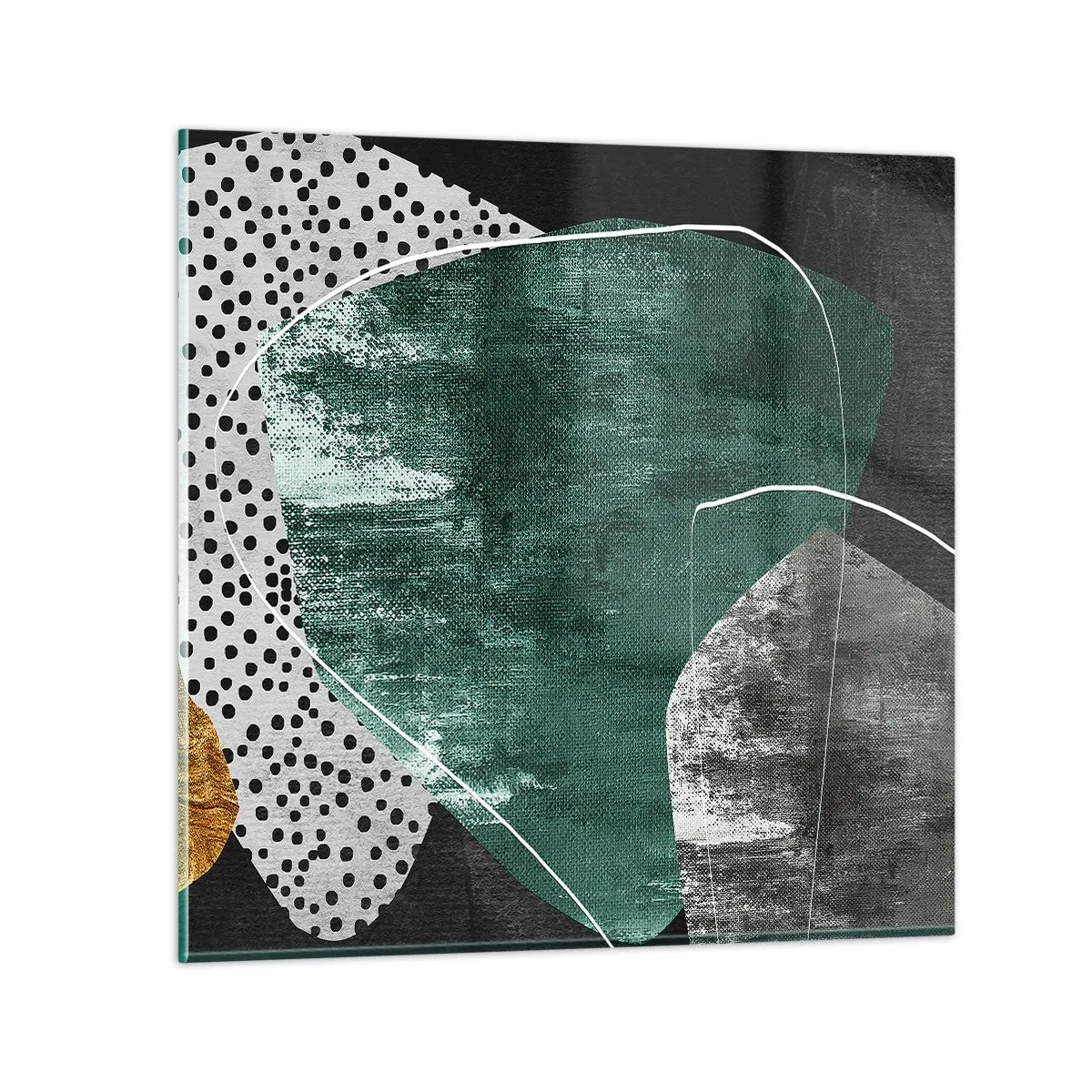 Glasbild - Bild auf glas - Bunte Abstraktion mit Blattgold - 60x60 cm