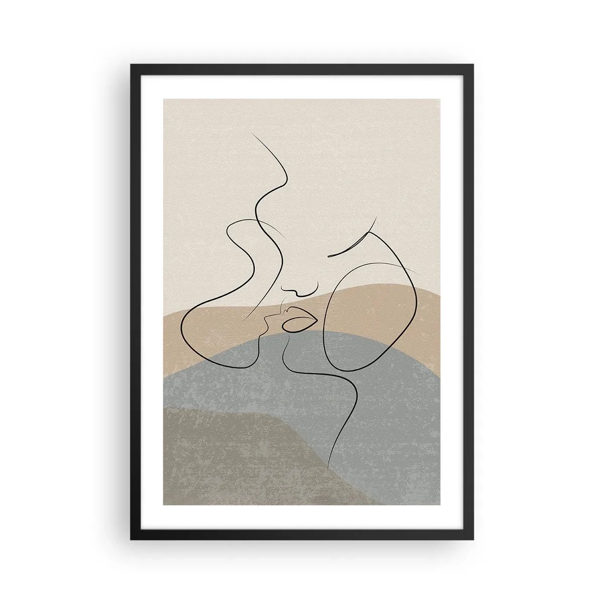 Poster in einem schwarzem Rahmen - Eine minimalistische Linie, die ein feminines Gesicht kreiert - 50x70cm - Wie ein Pinselstrich - Moderne Wanddekoration für Wohnzimmer und Schlafzimmer ARTTOR