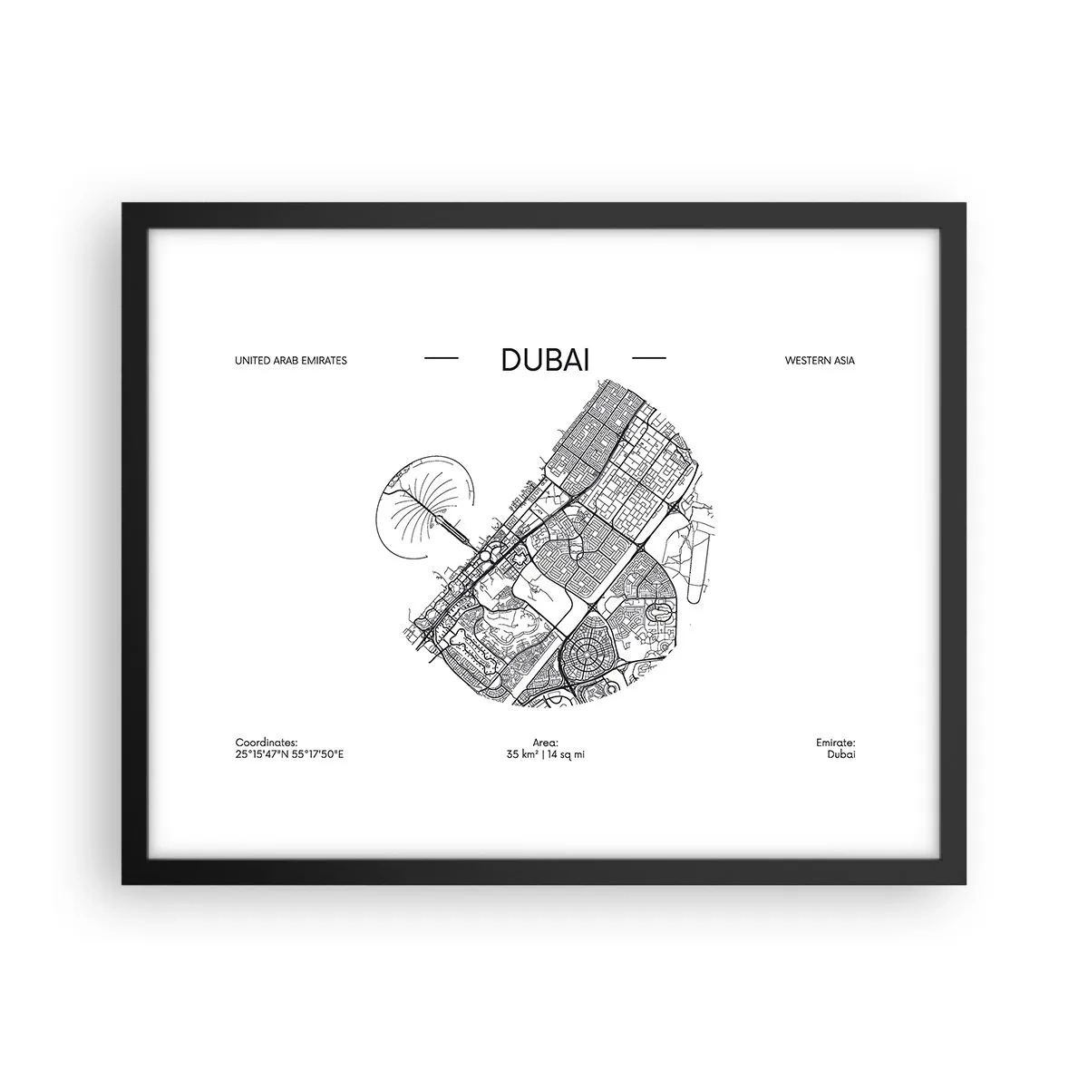 Poster in einem schwarzem Rahmen - Anatomie von Dubai - 50x40 cm