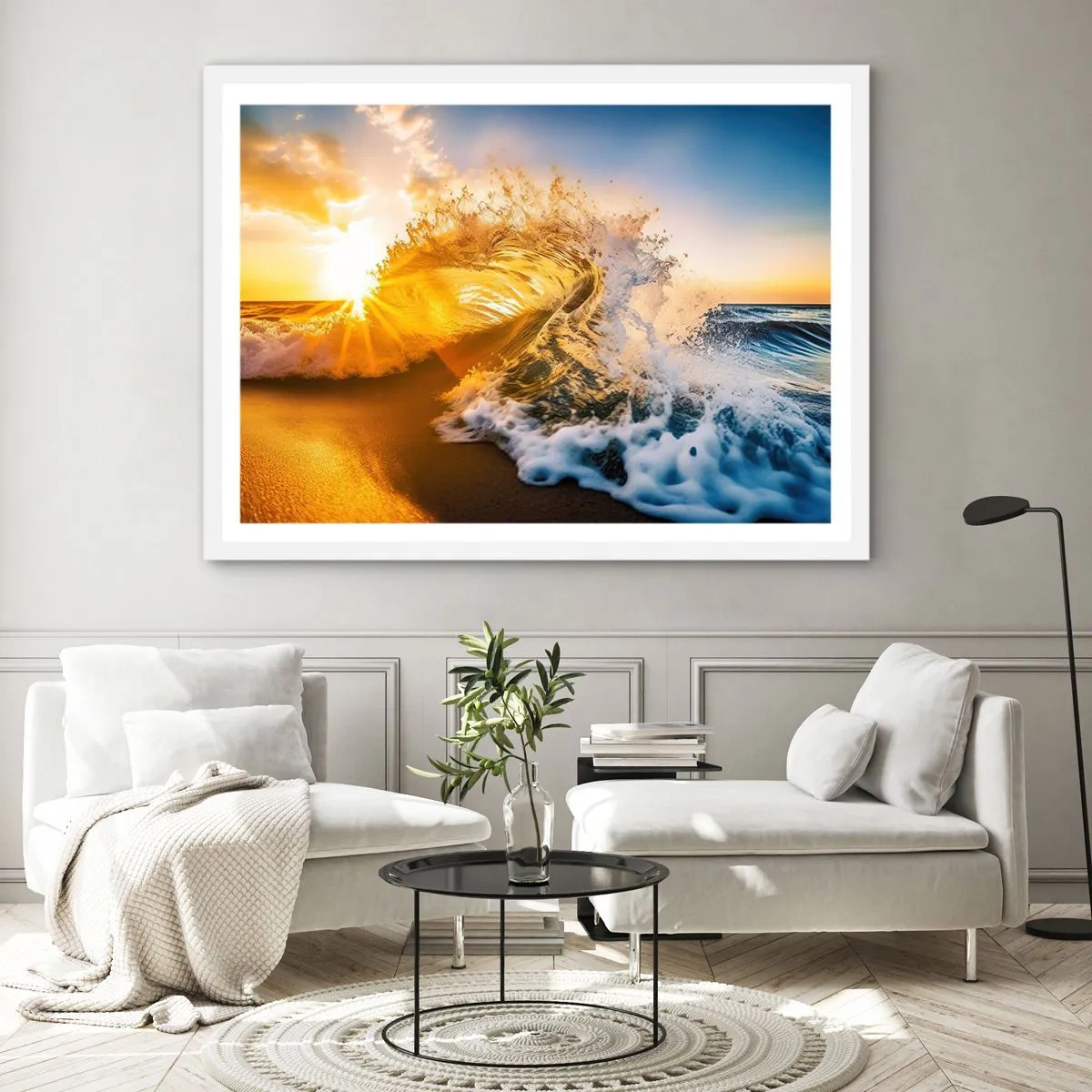 Poster in einem weißen Rahmen - Spaß im Sand - 100x70 cm