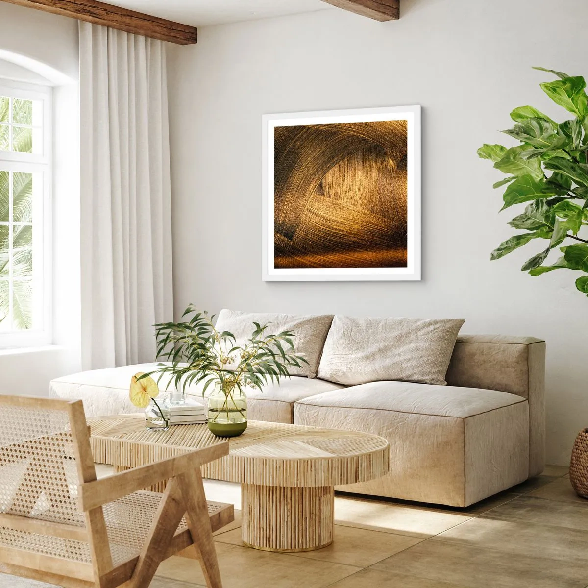 Poster in einem weißen Rahmen - In einem goldenen Labyrinth - 50x50 cm