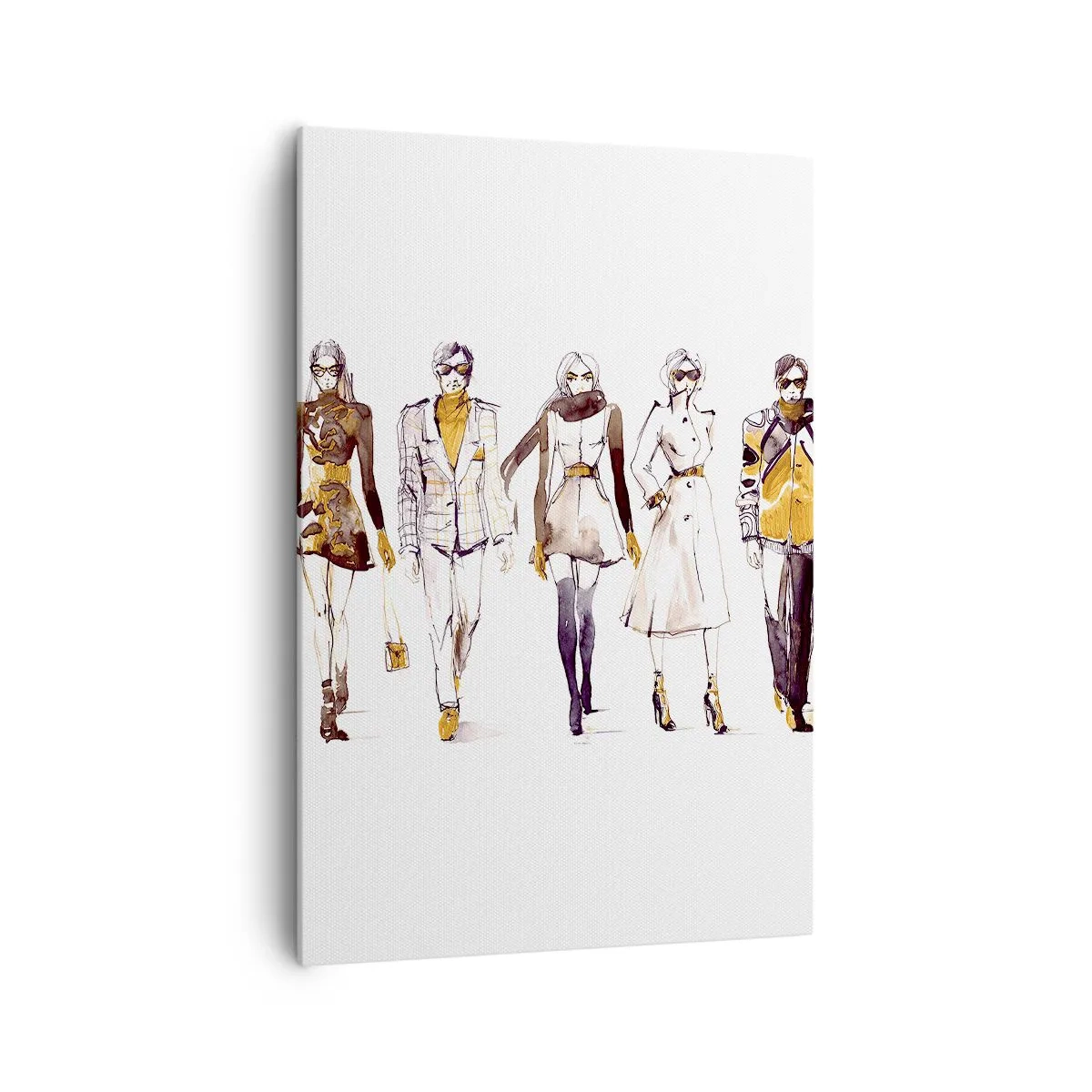 Bild auf Leinwand - Leinwandbild - Skizze einer Gruppe von Menschen in modischen Outfits - 70x100cm - Lässiger Chic, lässige Eleganz - Moderne Wanddekoration für Wohnzimmer und Schlafzimmer ARTTOR