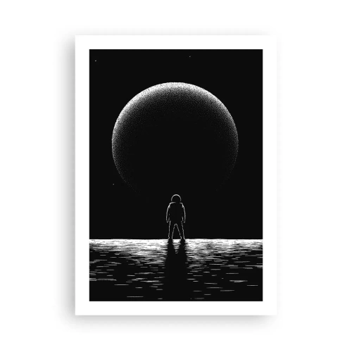 Poster - Ein Astronaut vor dem Hintergrund eines riesigen Planeten im Weltraum - 50x70cm - Angesicht zu Angesicht - Moderne Wanddekoration für Wohnzimmer und Schlafzimmer ARTTOR