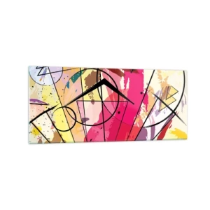 Glasbild - Bild auf glas - Abstraktion mit Linien und geometrischen Formen - 120x50cm - Explosion - Moderne Wanddekoration für Wohnzimmer und Schlafzimmer ARTTOR