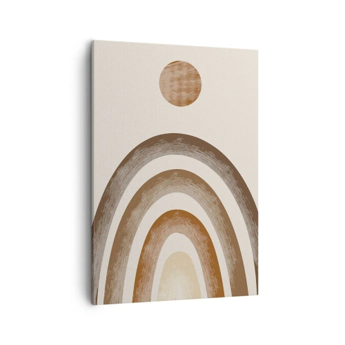 Bild auf Leinwand - Leinwandbild - Geometrisches Planetenmotiv in Brauntönen - 50x70cm - In einer weit entfernten Galaxie - Moderne Wanddekoration für Wohnzimmer und Schlafzimmer ARTTOR