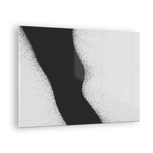 Glasbild - Bild auf glas - Minimalistische Schwarz-Weiß-Abstraktion mit einem Punktverlauf - 70x50cm - Flüssiges Gleichgewicht - Moderne Wanddekoration für Wohnzimmer und Schlafzimmer ARTTOR