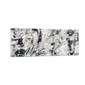 Glasbild - Bild auf glas - Abstrakte Komposition in Schwarzweiß mit dynamischem Layout - 140x50cm - Durchdringung der Gegensätze - Moderne Wanddekoration für Wohnzimmer und Schlafzimmer ARTTOR