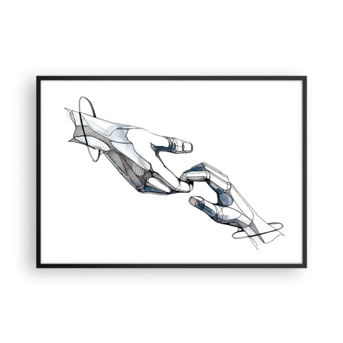 Poster in einem schwarzem Rahmen - Künstlerische Darstellung einer Hand in minimalistischer und geometrischer Form - 100x70cm - Eine gute Geste - Moderne Wanddekoration für Wohnzimmer und Schlafzimmer ARTTOR