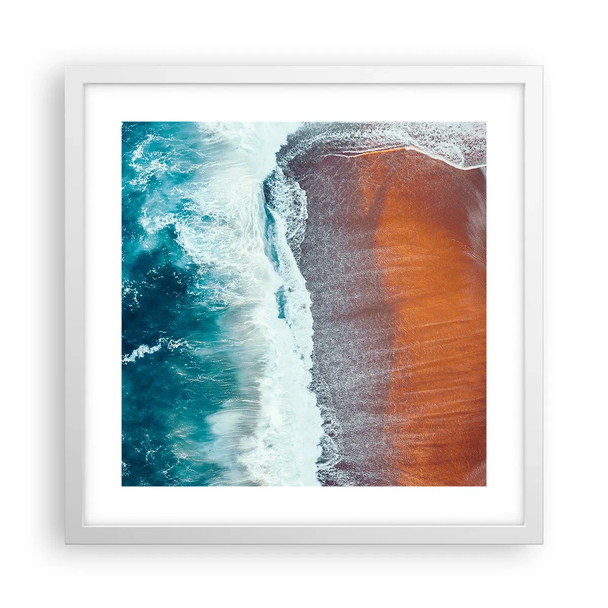 Poster in einem weißen Rahmen - Berührung des Ozeans - 40x40 cm