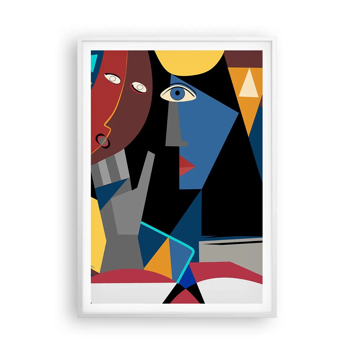 Poster in einem weißen Rahmen - Gespräch zwischen Kubisten - 70x100 cm