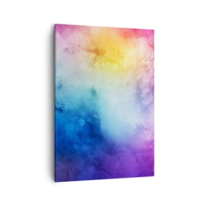 Bild auf Leinwand - Leinwandbild - Eine abstrakte Komposition in Pastelltönen von Rosa und Blau. - 50x70cm - Fast auf Wolke sieben - Moderne Wanddekoration für Wohnzimmer und Schlafzimmer ARTTOR