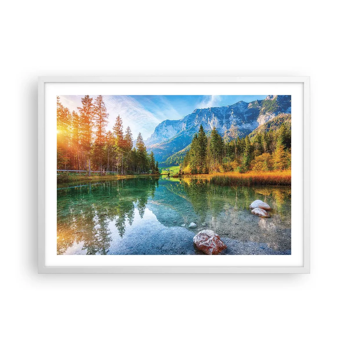 Poster in einem weißen Rahmen - Die Sanftheit des Herbstes - 70x50 cm