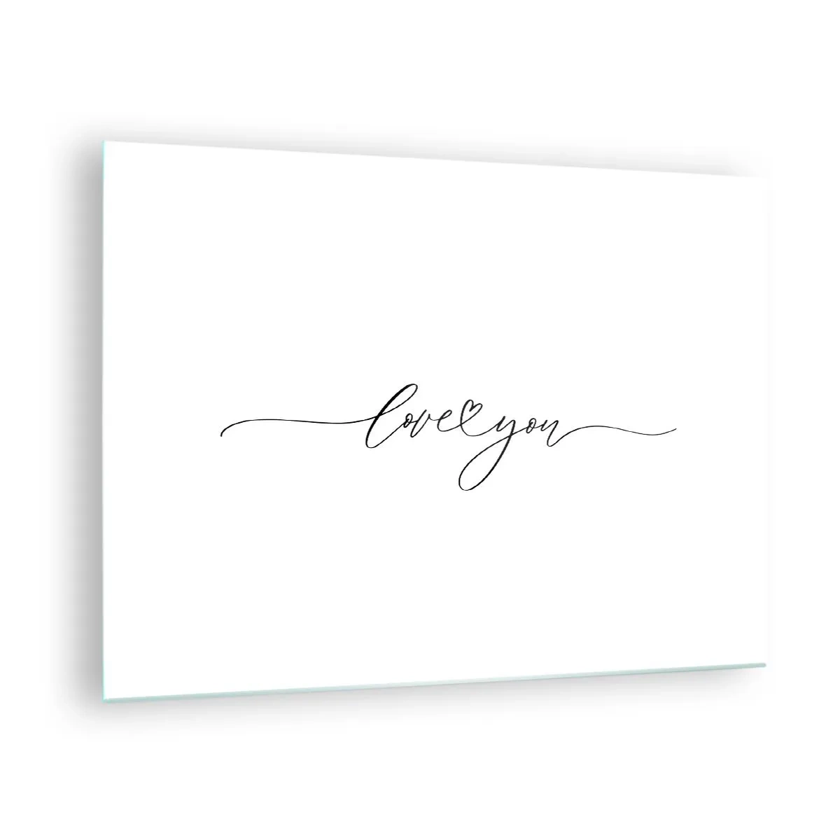Glasbild - Bild auf glas - Minimalistische Aufschrift „Ich liebe dich“ auf weißem Hintergrund - 70x50cm - Schwarz auf weiß - Moderne Wanddekoration für Wohnzimmer und Schlafzimmer ARTTOR