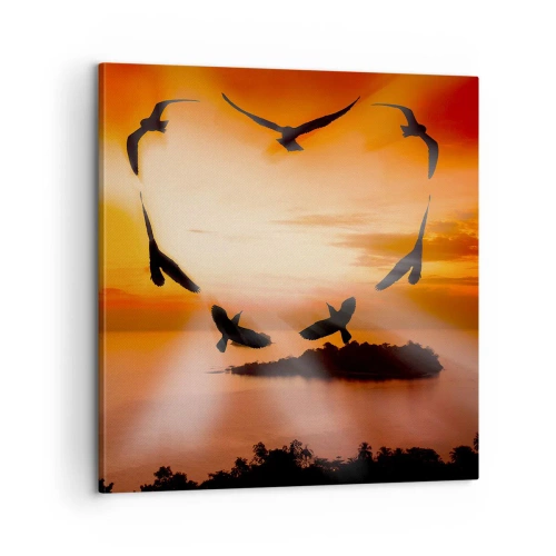 Bild auf Leinwand - Leinwandbild - Liebe die Welt wie Vögel - 60x60 cm