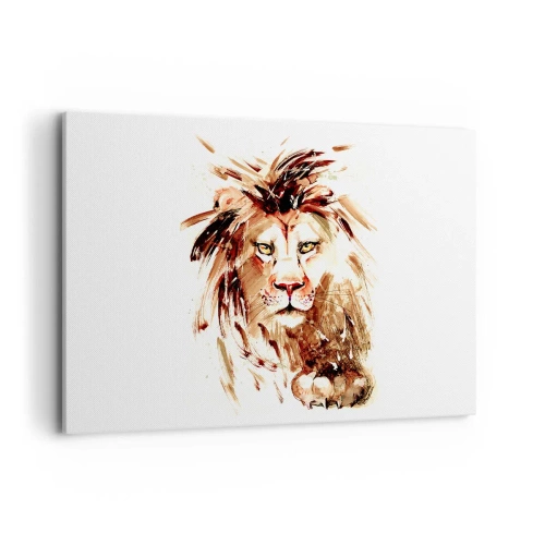 Bild auf Leinwand - Leinwandbild - Aquarellporträt eines Löwen mit intensiven Details - 100x70cm - Stärke und Würde - Moderne Wanddekoration für Wohnzimmer und Schlafzimmer ARTTOR