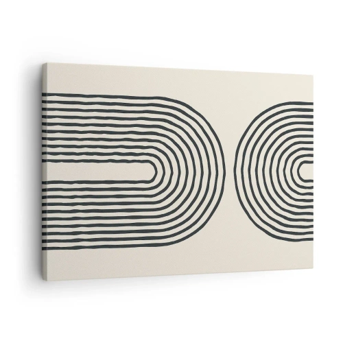 Bild auf Leinwand - Leinwandbild - Abstraktes geometrisches Muster mit symmetrischen Linien auf hellem Hintergrund - 70x50cm - In einem Moment ... - Moderne Wanddekoration für Wohnzimmer und Schlafzimmer ARTTOR