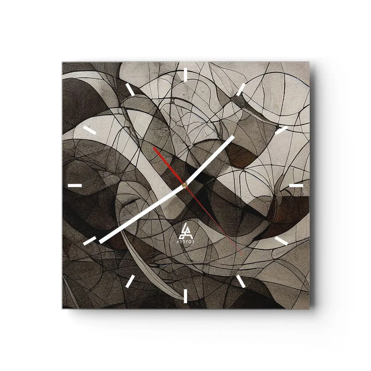 Wanduhr - Glasuhr - Zirkulation von Erdfarben - 40x40 cm
