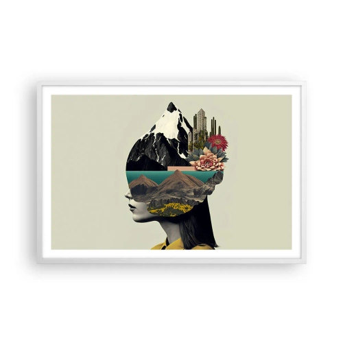 Poster in einem weißen Rahmen - Frau – bleibt immer ein Geheimnis - 91x61 cm