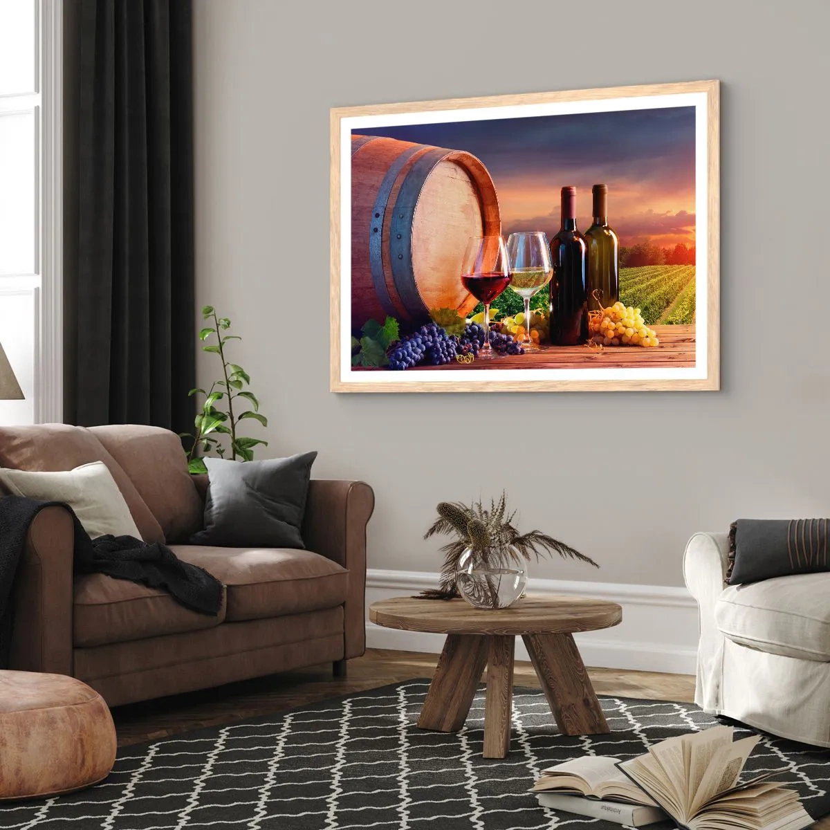 Poster in einem Rahmen aus heller Eiche - Hier schmeckt das Leben - 91x61 cm