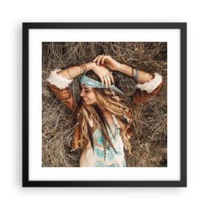 Poster in einem schwarzem Rahmen - Auf dem Weg in den Sommer der Liebe - 40x40 cm
