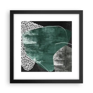 Poster in einem schwarzem Rahmen - Bunte Abstraktion mit Blattgold - 30x30 cm