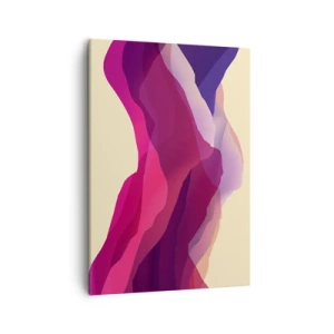 Bild auf Leinwand - Leinwandbild - Abstrakte Wellen in Lila- und Rosatönen auf hellem Hintergrund - 50x70cm - Lila Wellen - Moderne Wanddekoration für Wohnzimmer und Schlafzimmer ARTTOR