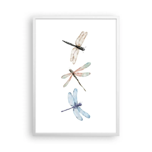 Poster in einem weißen Rahmen - Schwerelose Libellen - 50x70 cm