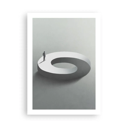 Poster - Eine minimalistische Figur auf einer geometrischen Struktur - 50x70cm - Und wie soll man davon klug werden - Moderne Wanddekoration für Wohnzimmer und Schlafzimmer ARTTOR