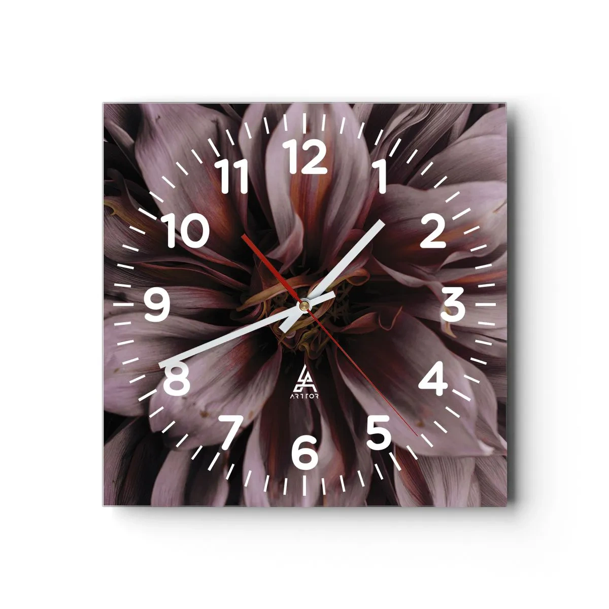 Wanduhr - Glasuhr - Ein Blumenherz - 30x30 cm